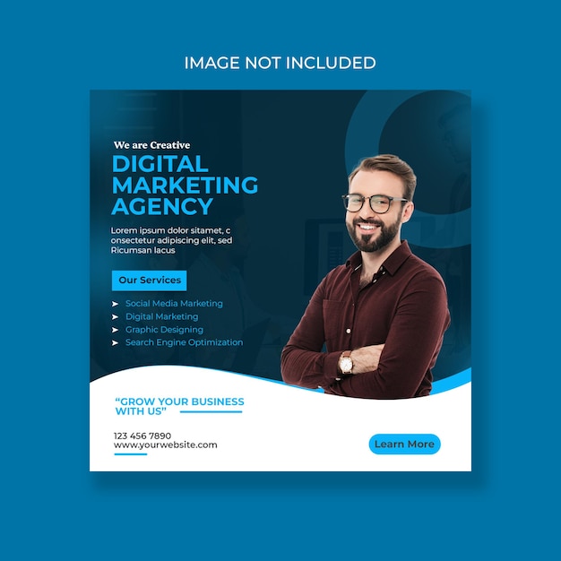 PSD digital marketing agency banner design or square banner template corporate flyer template