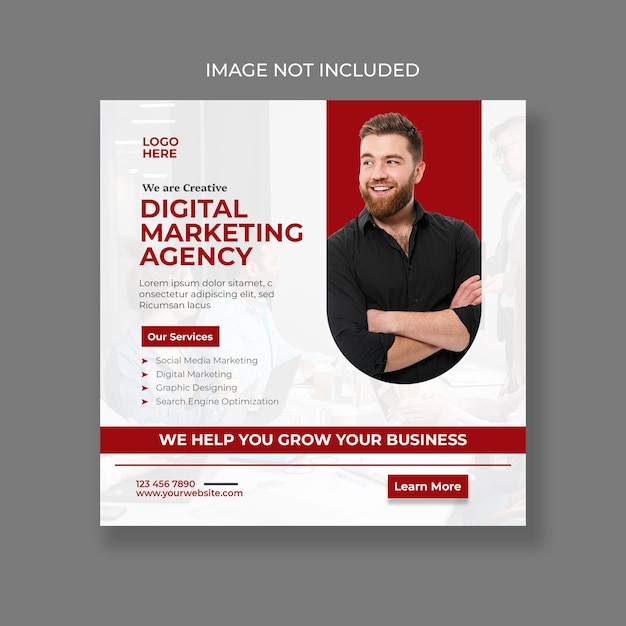 PSD digital marketing agency banner design or square banner template corporate flyer template