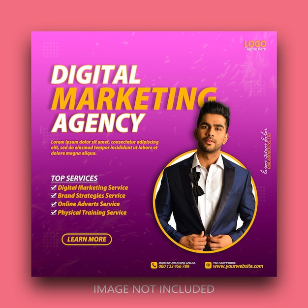 Digital marketing agency and business advertising agency social media post template