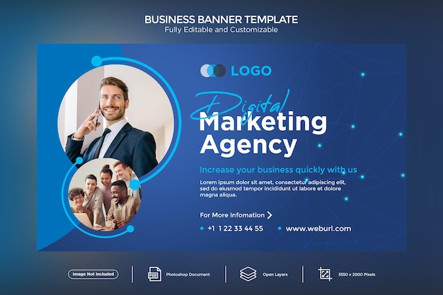 Modello di progettazione di banner aziendali per agenzie di marketing digitale