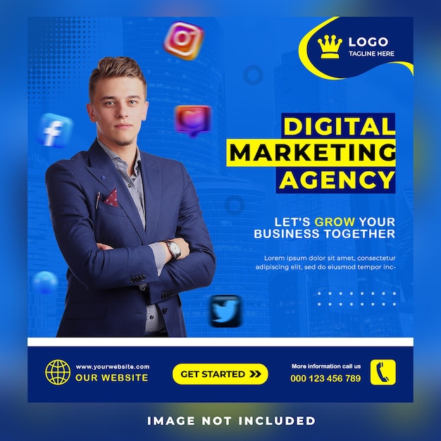 PSD digital marketing agency for business and corporate social media square banner flyer template post