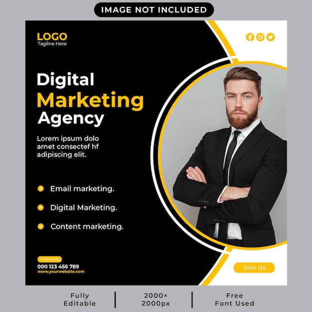 PSD digital marketing agency and business growth social media post template