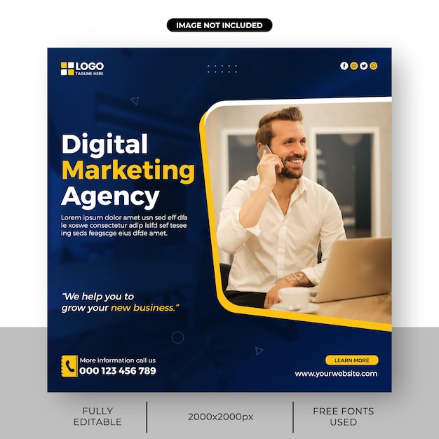 Корпоративный баннер Digital Marketing Agency или шаблон сообщения в социальных сетях