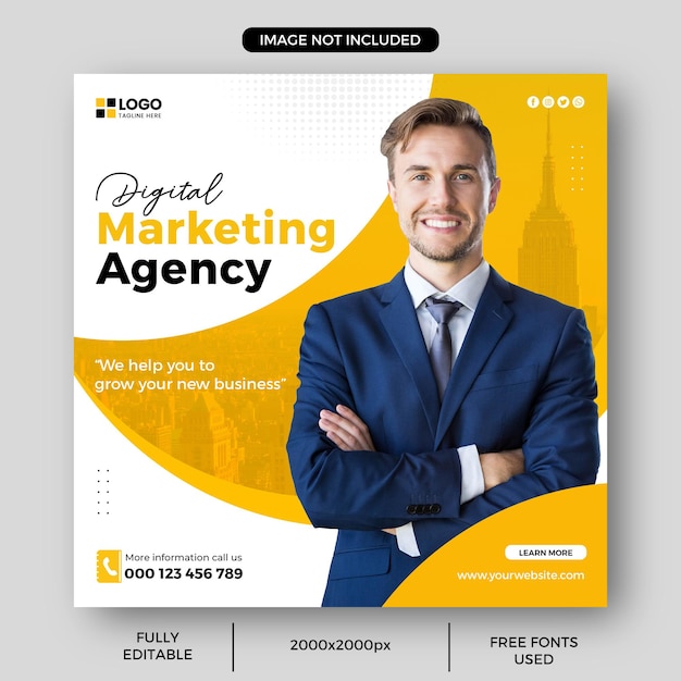 Digital marketing agency corporate banner or social media post template