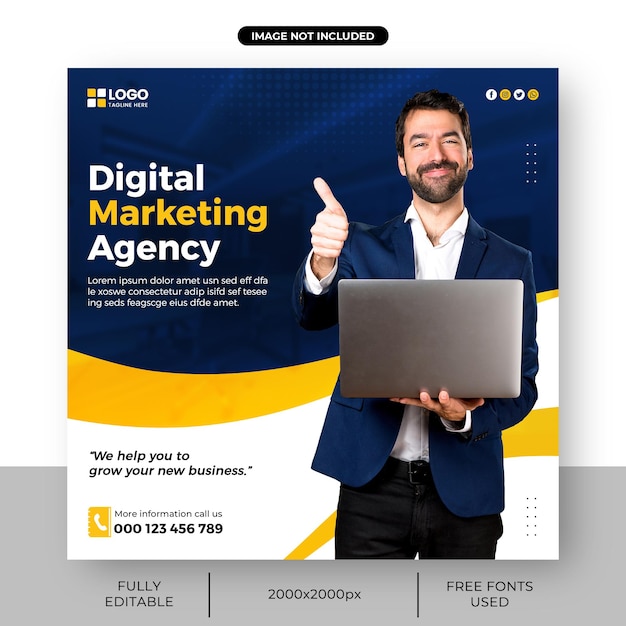 Digital marketing agency corporate banner or social media post template