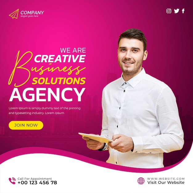 Digital marketing agency and corporate business social media post and instagram post premium psd