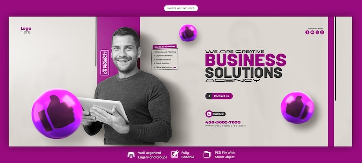 PSD digital marketing agency and corporate facebook cover banner template