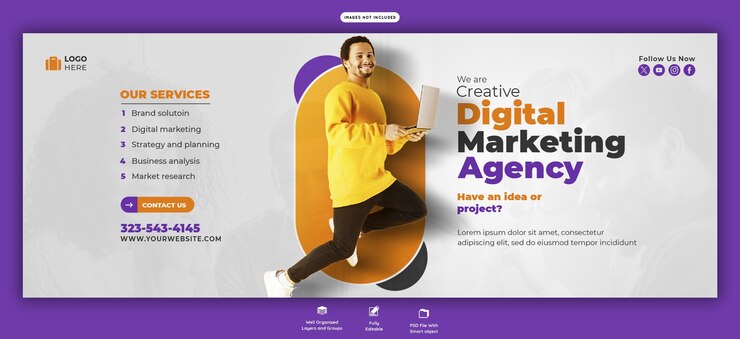 PSD digital marketing agency and corporate facebook cover banner template