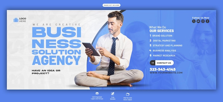 PSD digital marketing agency and corporate facebook cover banner template