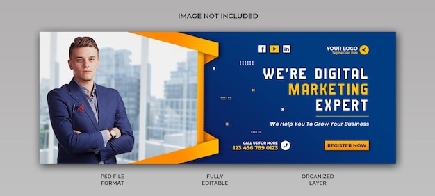 PSD digital marketing agency and corporate facebook cover post banner template design