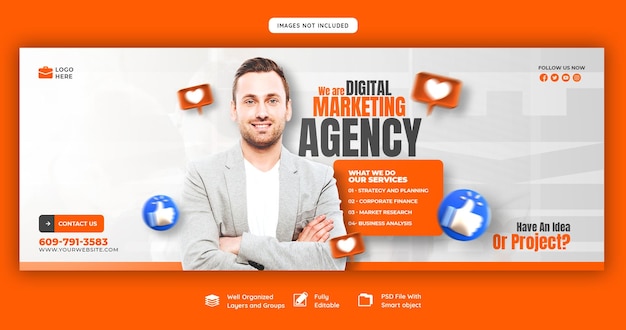 Digital marketing agency and corporate Facebook cover template