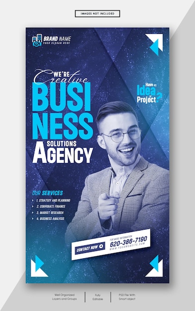 Digital marketing agency and corporate facebook and instagram story template