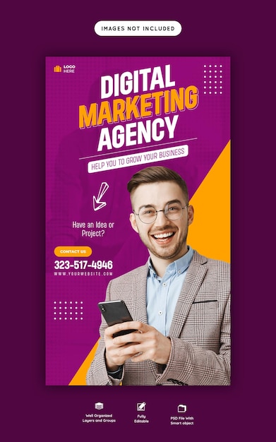 Digital marketing agency and corporate facebook and instagram story template