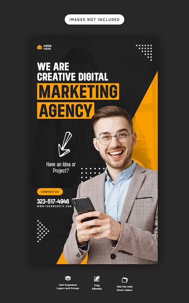 Digital marketing agency and corporate facebook and instagram story template