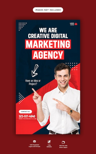 Digital marketing agency and corporate facebook and instagram story template