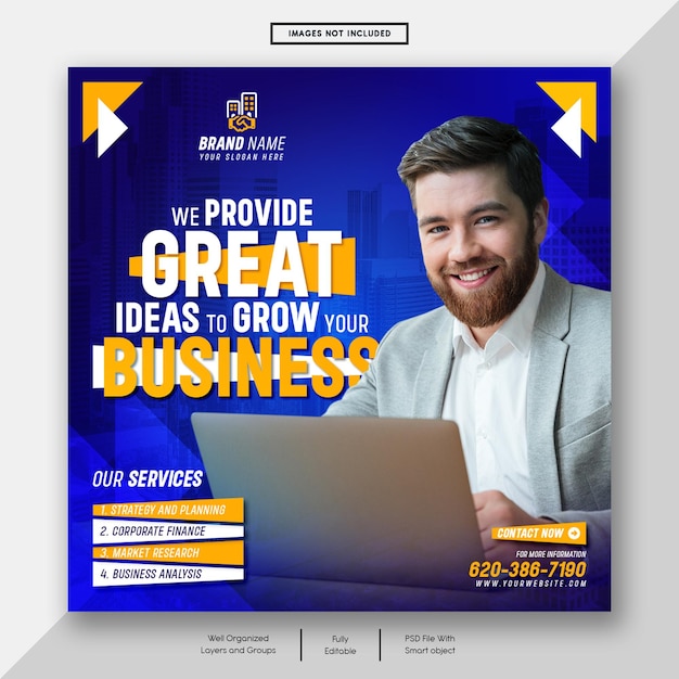 Digital marketing agency and corporate Instagram post or social media banner template