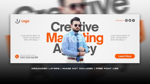 Digital marketing agency and corporate modern facebook cover banner template