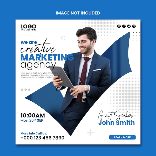 PSD digital marketing agency and corporate social media banner or instagram post template