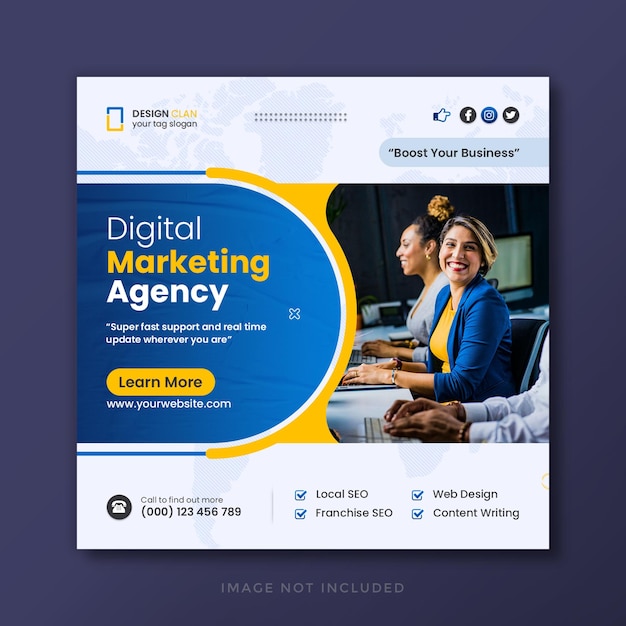 Digital marketing agency and corporate social media instagram post template