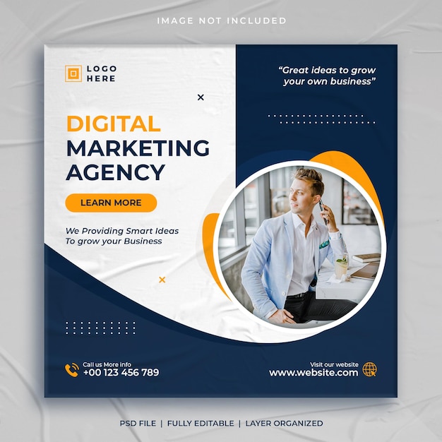 PSD digital marketing agency and corporate social media post square banner template