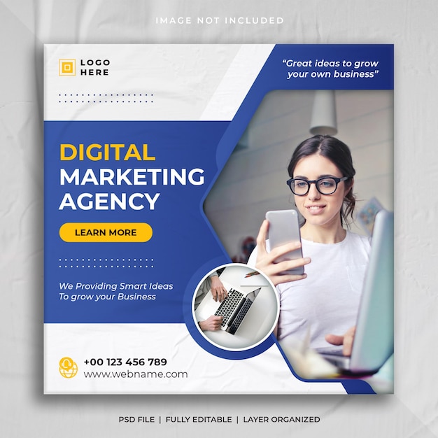 Digital marketing agency and corporate social media post square banner template