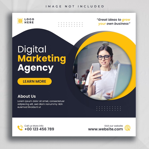 Digital marketing agency and corporate social media post square banner template