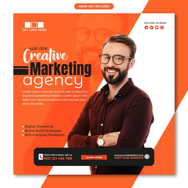 PSD digital marketing agency and corporate social media post square banner template