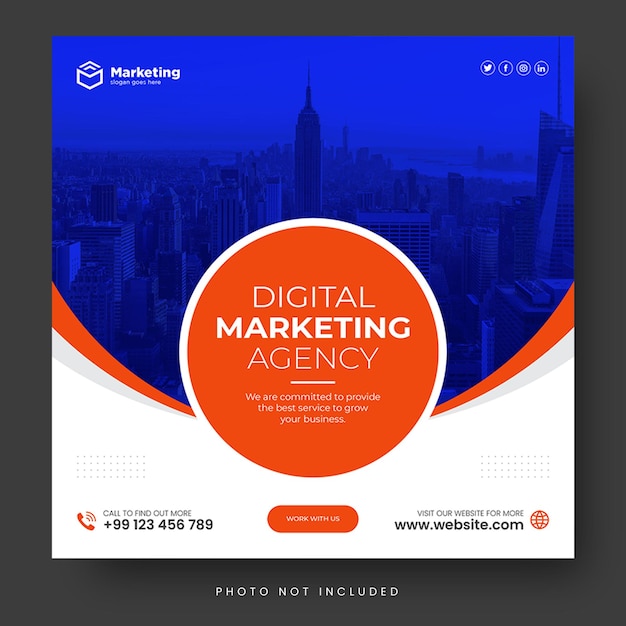 Digital marketing agency and corporate social media post or square banner template