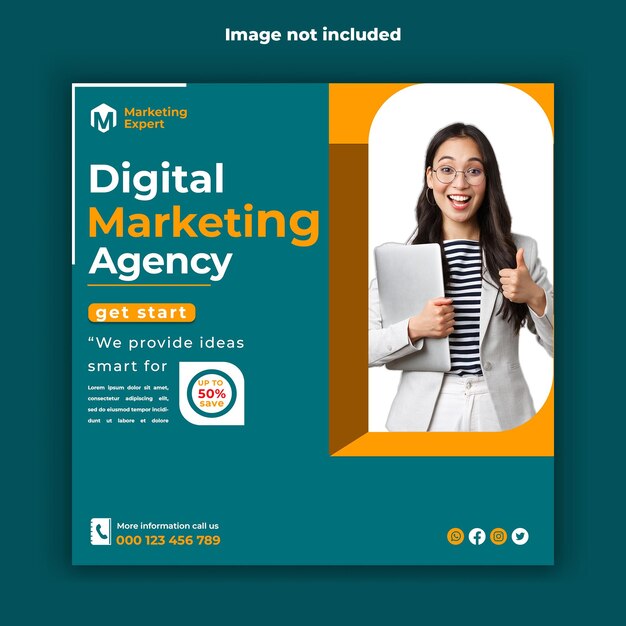 Digital marketing agency and corporate social media post or square web banner template