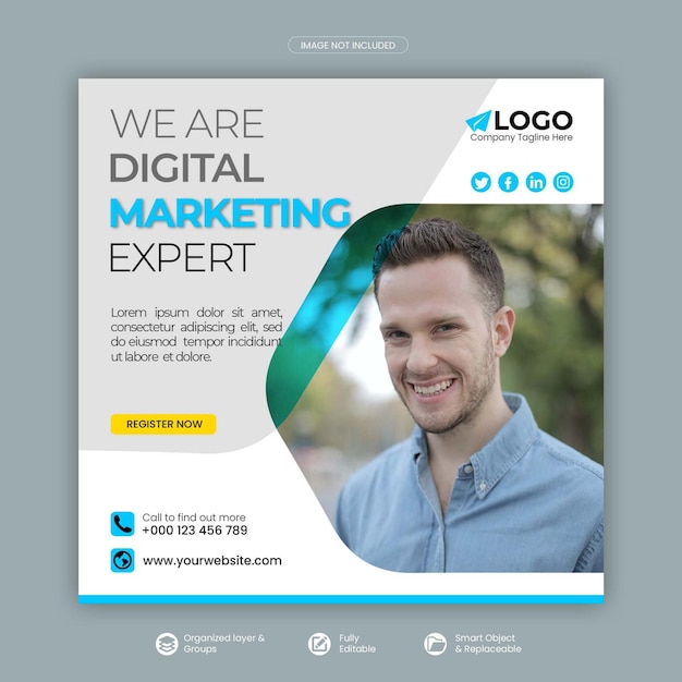 Digital marketing agency and corporate social media post template Premium Psd