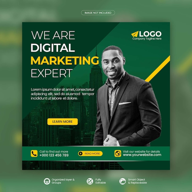 Digital marketing agency and corporate social media post template Premium Psd