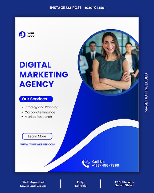 digital marketing agency and corporate social media poster or instagram post template