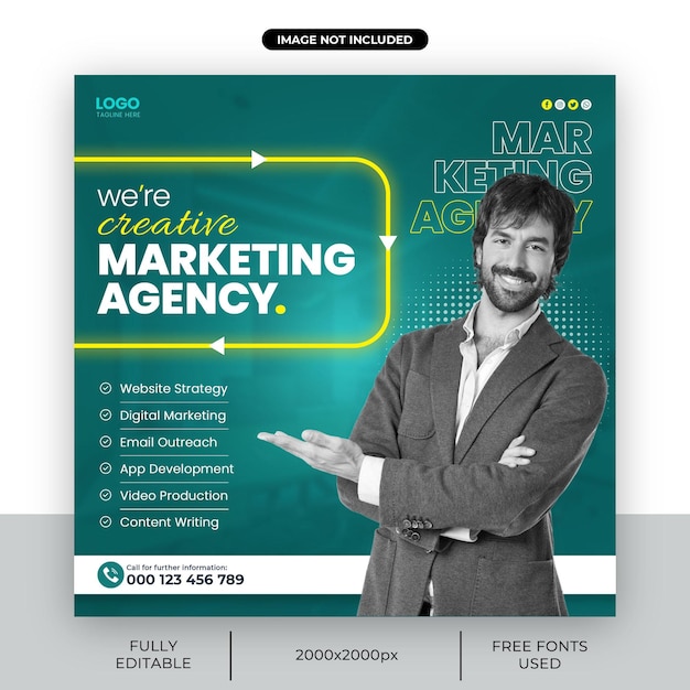 Digital Marketing Agency and Corporate Square Social Media Post Template