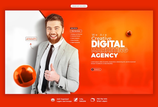 PSD digital marketing agency and corporate web banner template