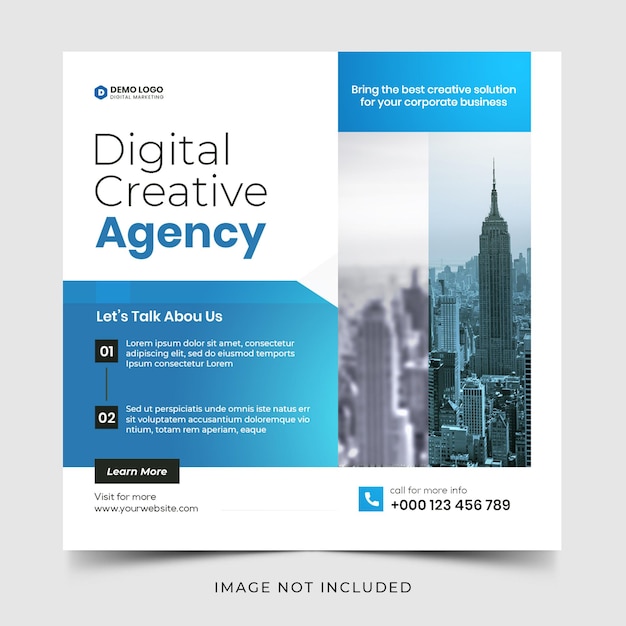 Digital marketing agency instagram post and social media banner template premium psd