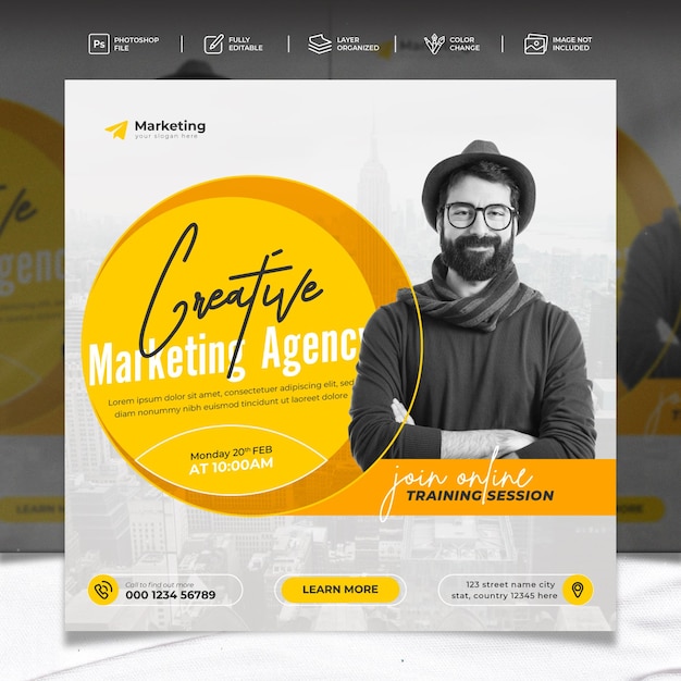 Digital marketing agency instagram post and social media banner template