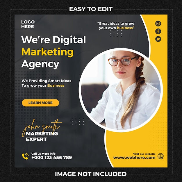 Digital marketing agency instagram post and social media banner template