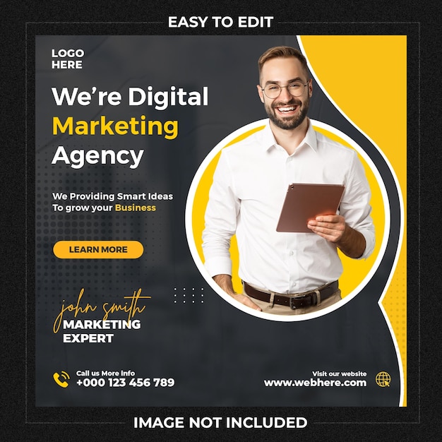 Digital marketing agency instagram post and social media banner template