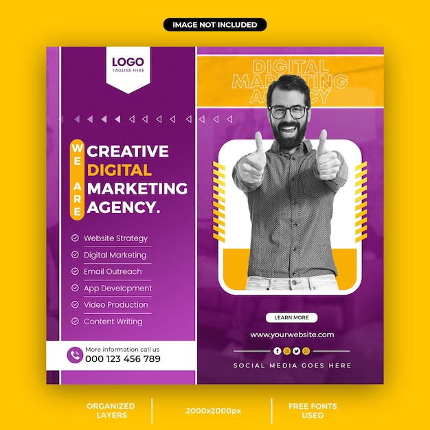 Digital marketing agency Instagram post and social media banner template