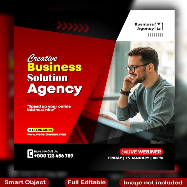 PSD digital marketing agency instagram post and social media banner template