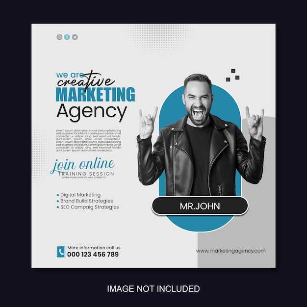 Digital Marketing Agency Live Webinar And Corporate Social Media Post Template