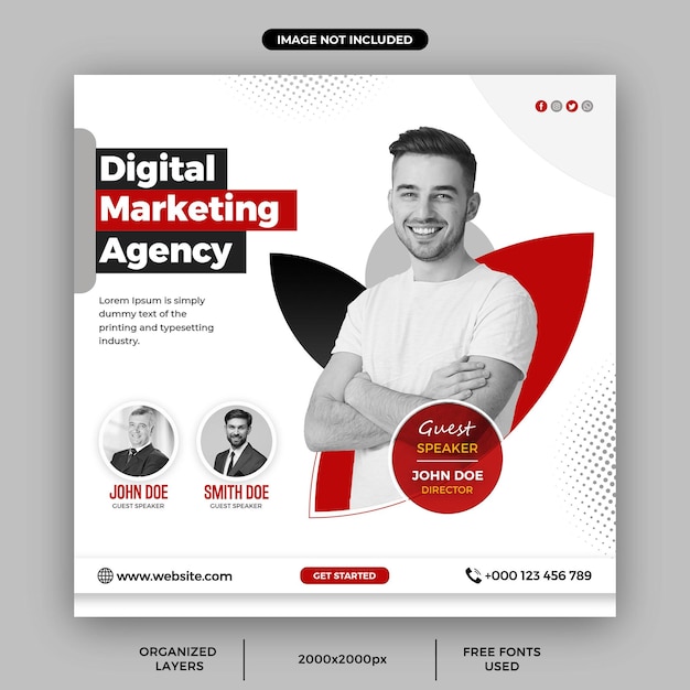 Digital marketing agency live webinar social media post template