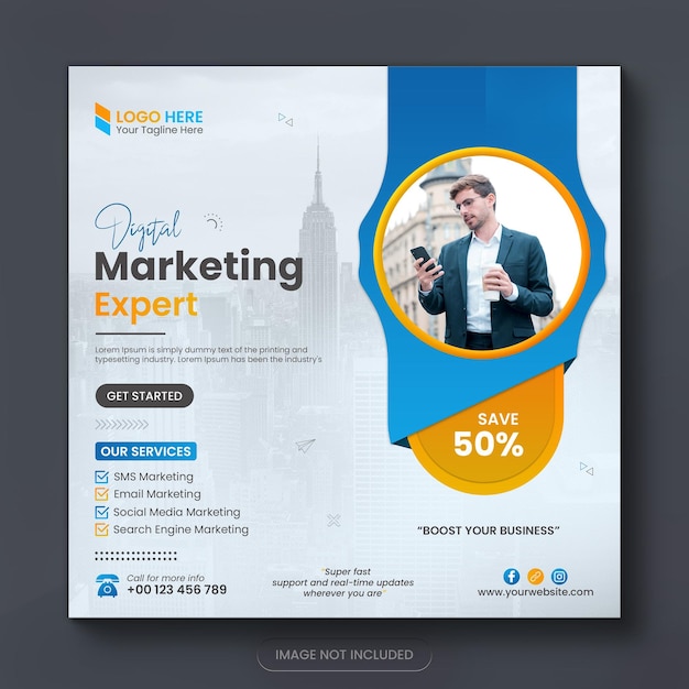 PSD digital marketing agency new corporate web banner design and new social media post design template