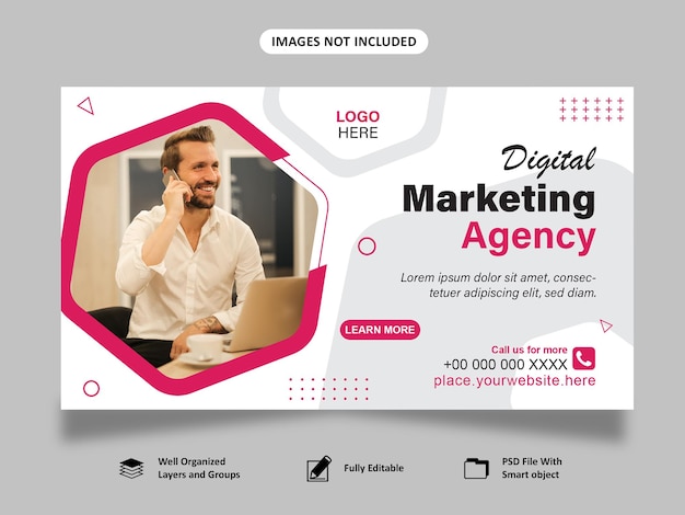 Digital marketing agency amp online webinar website banner template