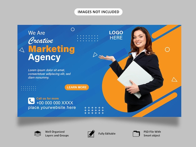 Digital marketing agency amp online webinar website banner template