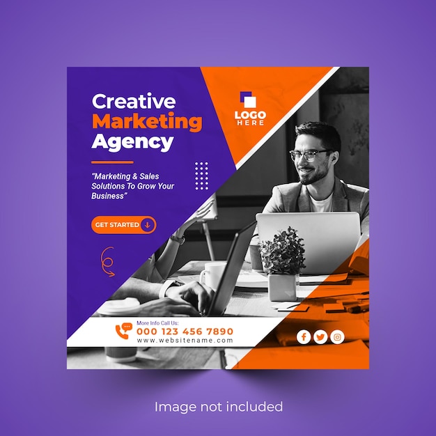 PSD digital marketing agency promotional social media post banner template