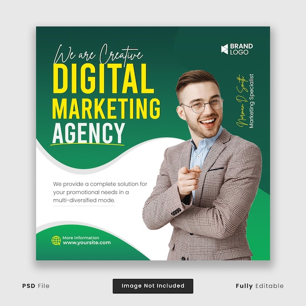 PSD digital marketing agency social media banner or instagram post template