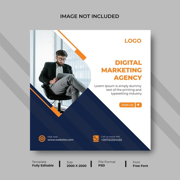 Digital marketing agency social media banner and instagram post template