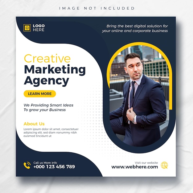 Digital marketing agency social media instagram post and corporate square banner template