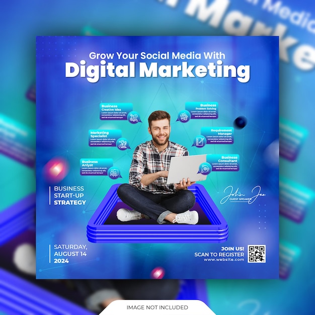 PSD digital marketing agency social media and instagram template